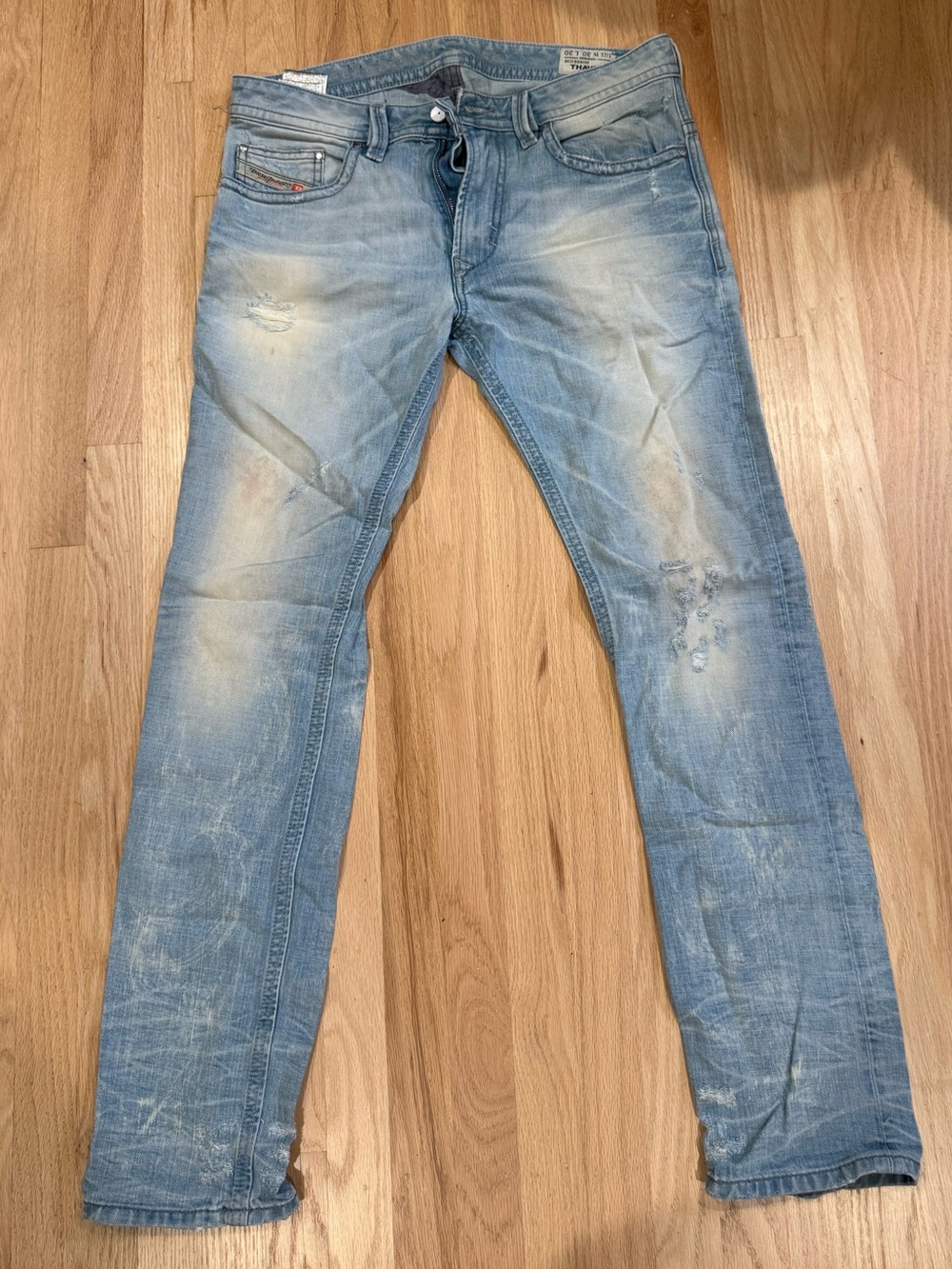 Diesel Thavar 8880M Slim Skinny Jeans Light Wash Distressed 30x30